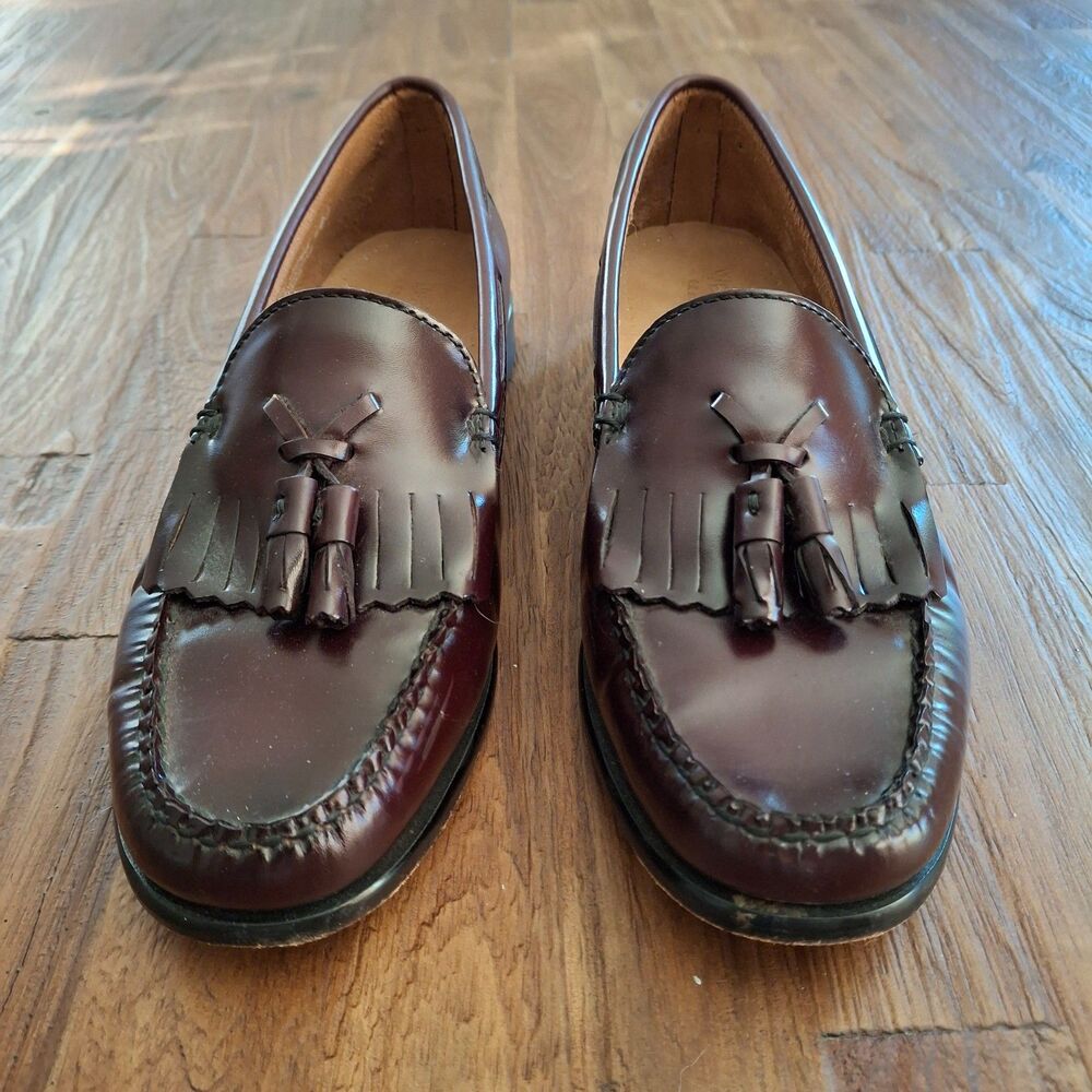 GH Bass Weejuns Loafers Womens 7.5 M Burgundy Leather Kiltie Tassel Shoe preppy